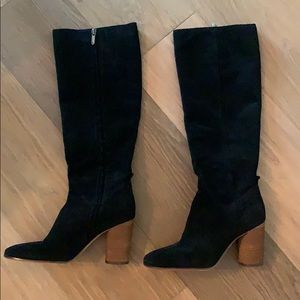 Sam Edelman Black Suede Knee Boots, 7.5